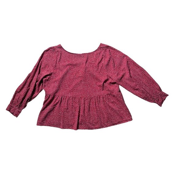 Ava & Viv Women’s Size 2X Red & White Babydoll Long Sleeve Blouse - Picture 5 of 8